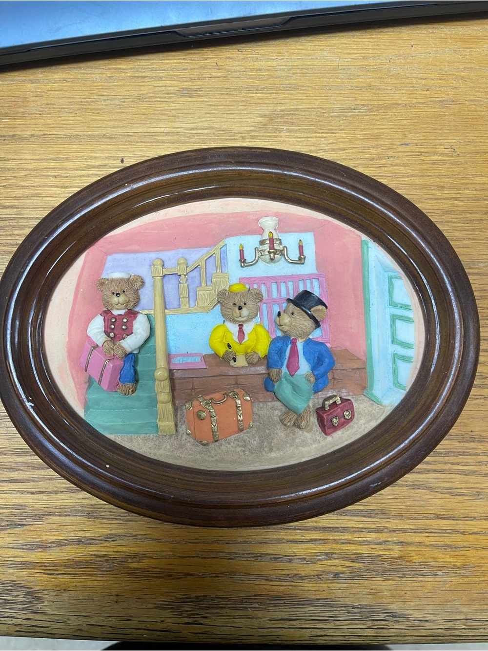 Vintage bear receptionist plaque
